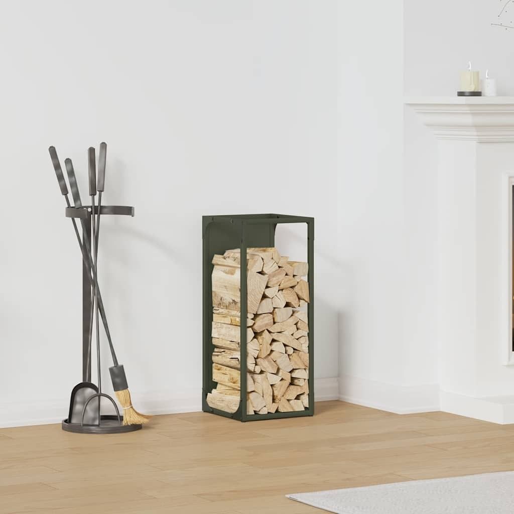 (Robust Möbel)Brennholzregal - elegantes Design - Feuerholzregal/Kaminholzregal - Olivgrün 25x25x60cm Kaltgewalzter Stahl Promotion950203 - K...