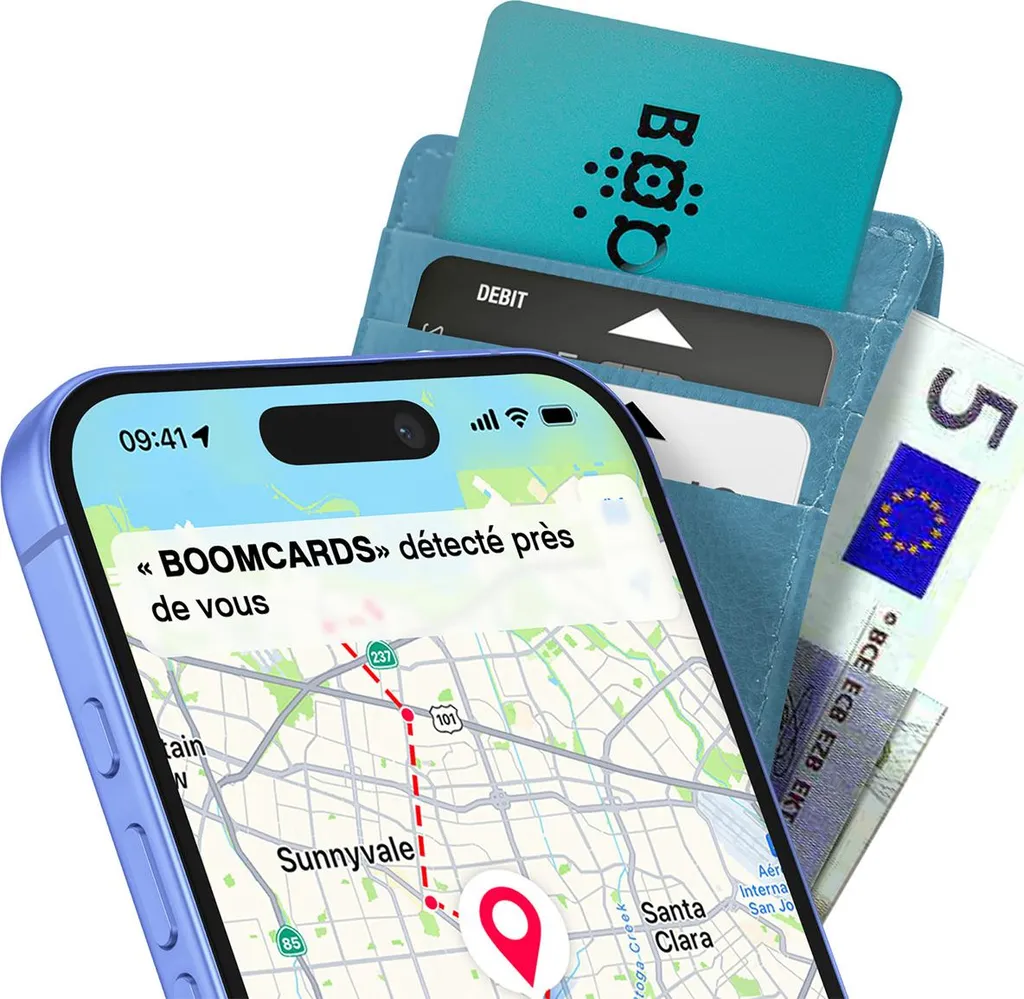 Boompods Boomcard AirTag Tracker Wallet: Apple Find My Smart Card Blu - 2