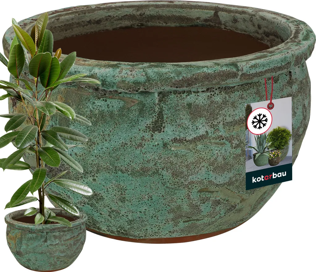 KOTARBAU Pot de fleurs céramique XL 50cm résistant au gel pour extérieur