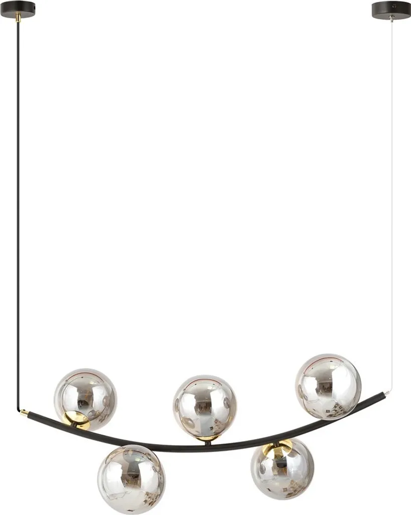 Lustre 5 feux RITZ graphite Emibig 1297/5 en métal et verre fumé noir