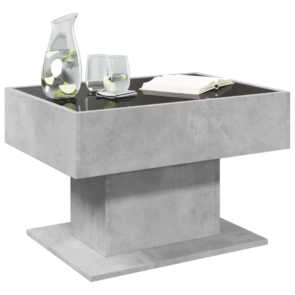 vidaXL Tavolino LED grigio cemento 70x50x45 cm materiale a base di legno - 5