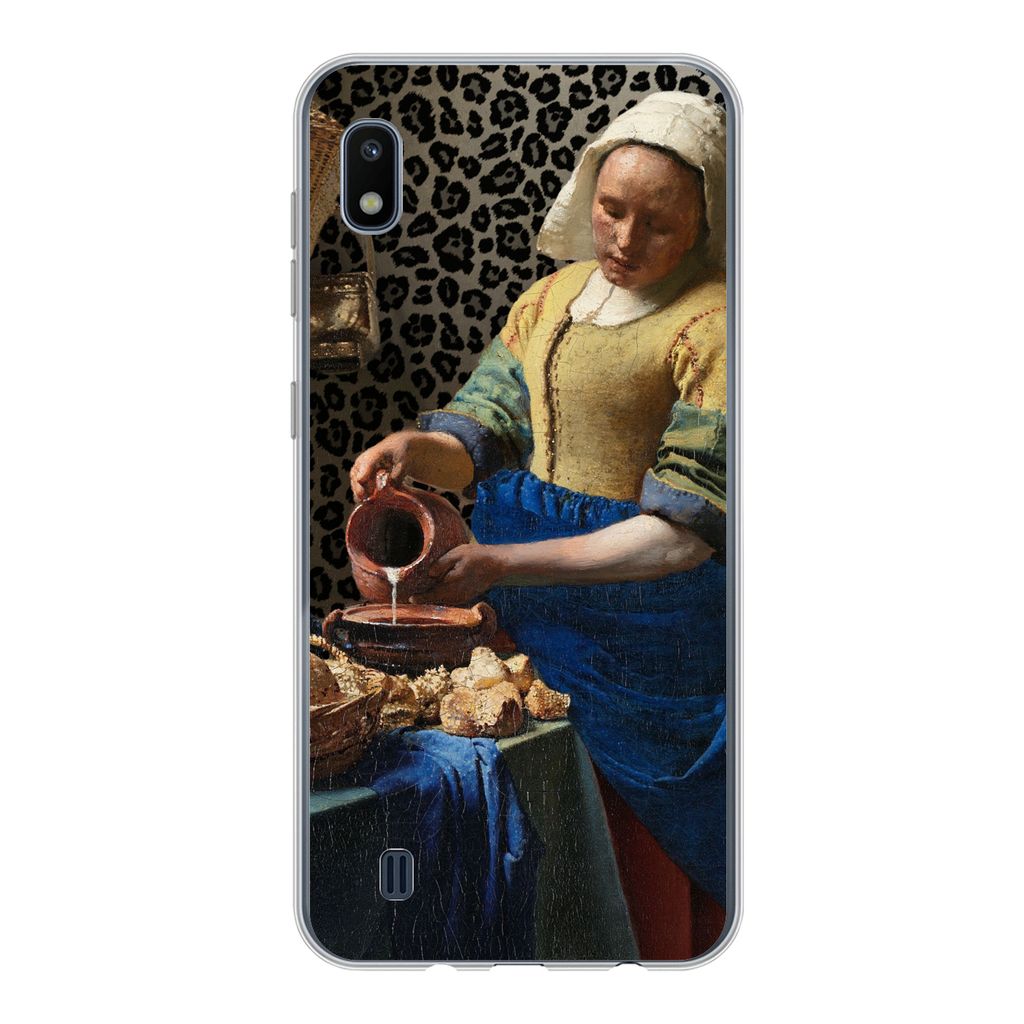 MuchoWow Handyhülle Schutzhülle Hülle für Samsung Galaxy A10 Milchmädchen - Kunst - Pantherdruck - Vermeer - Gemälde - Alte Meister Silikon...