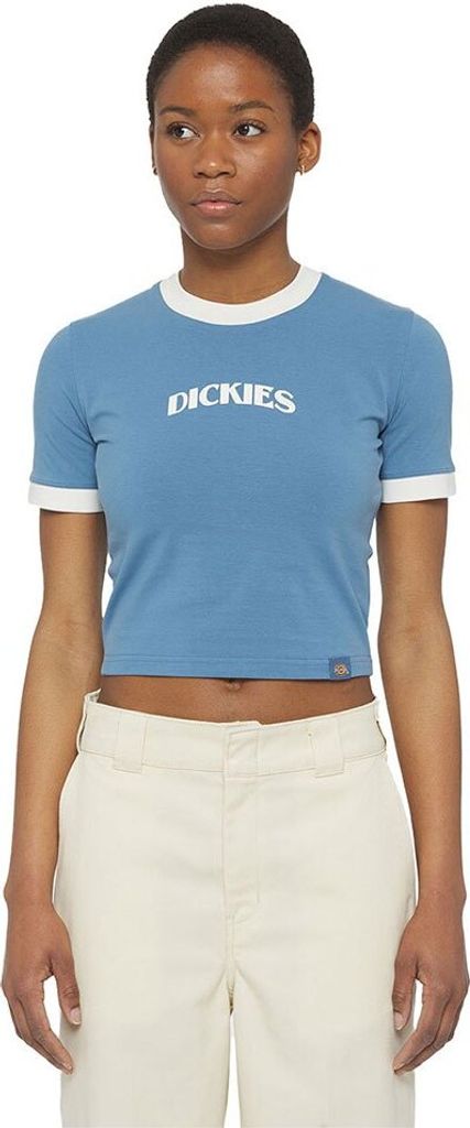 Dickies Herndon Ringer Kurzarm-t-shirt Blau 2XS Frau Blau 2XS