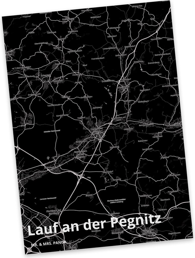 Mr. & Mrs. Panda Postkarte Lauf an der Pegnitz - Geschenk, Stadt Dorf Karte Landkarte Map Stadtplan, Ansichtskarten, Ansichtskarte, Fotokarte, Post...