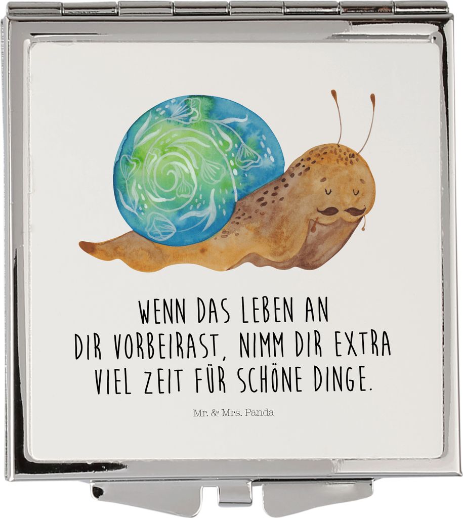 Mr. & Mrs. Panda Kosmetikspiegel Schnecke Sir - Weiß - Geschenk, Zeit nehmen, Motivation, Schminkspiegel, Frauen Spiegel, Lebenszeit, Handspiegel,...