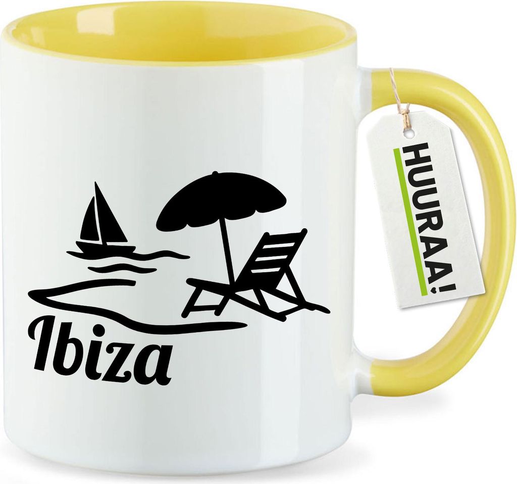 Huuraa Kaffeetasse Ibiza Spanien 330ml Gelb Keramik Kaffeebecher Geschenkidee