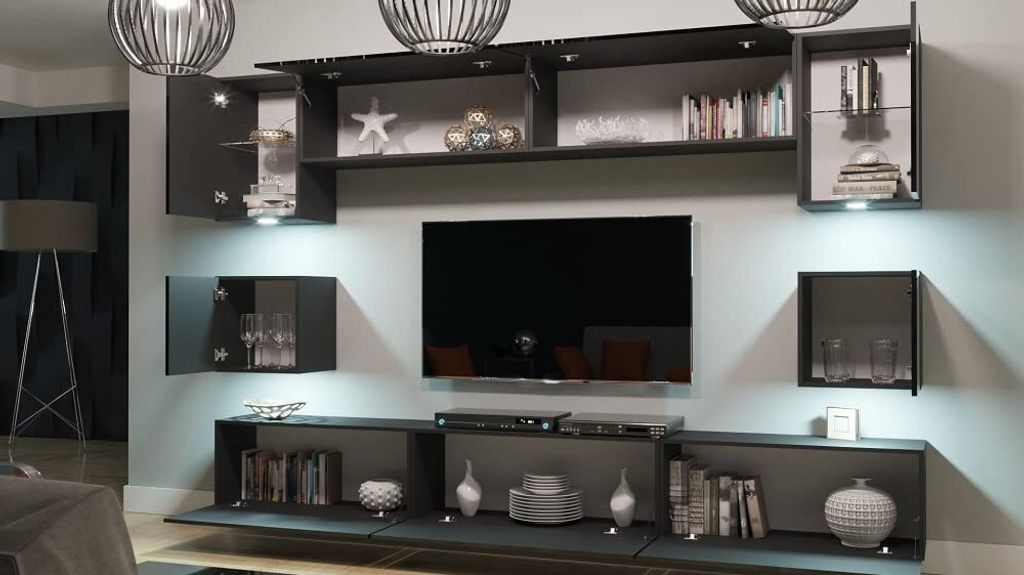 Furnitech Wohnwand Wohnzimmer - Wohnzimmer Möbel mit LED Produktbild 
