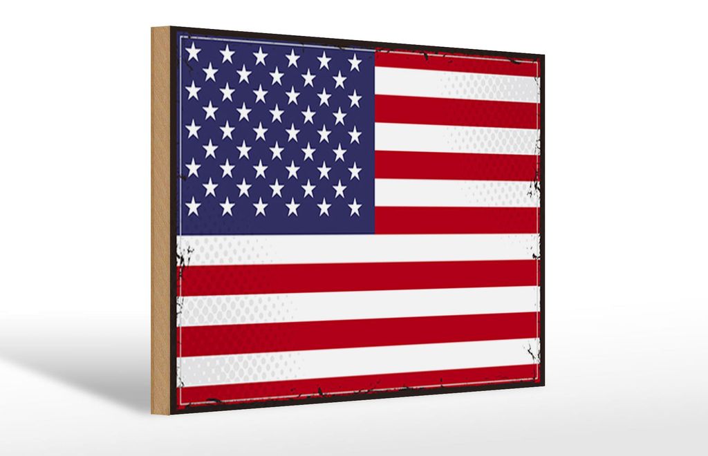 Holzschild Flagge Vereinigte Staaten 30x20cm Retro States