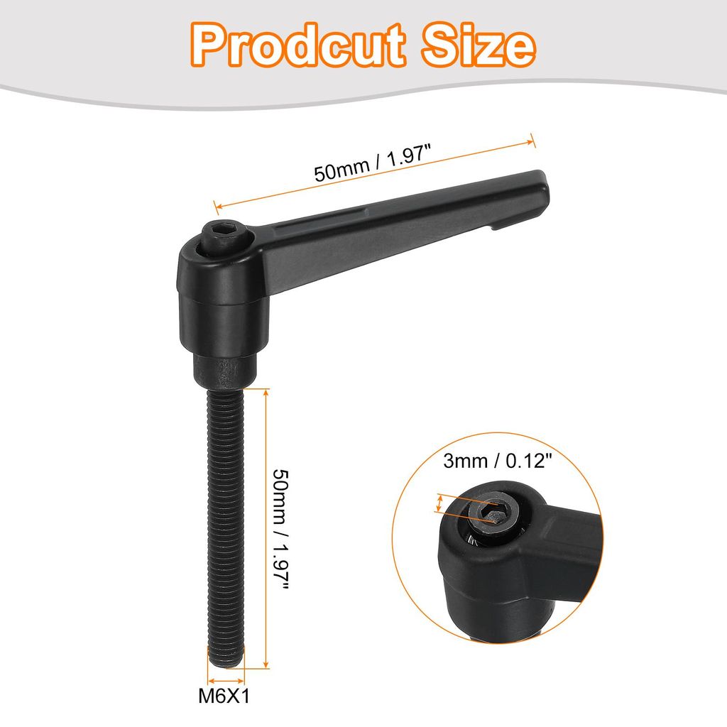 4 Stš¹ck M6 x 50mm Einstellbare Kn?pfe Griff M?nnliches Gewinde Druckknopf Ratschen Schnellspannende Drehbolzen fš¹r Drehmaschinen, Schwarz