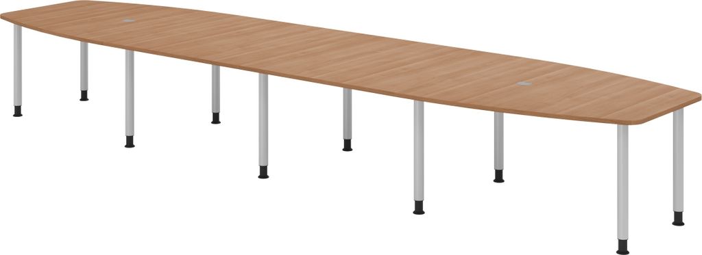bümö Konferenztisch XXL KT52 - Nachbildung: Nussbaum, tischfuss: Füße in Silber