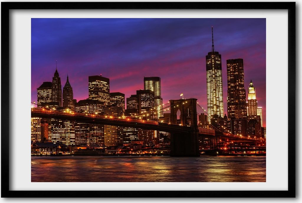Bild 60x40 MDF-Rahmen, Wandkunst Manhattan Westen