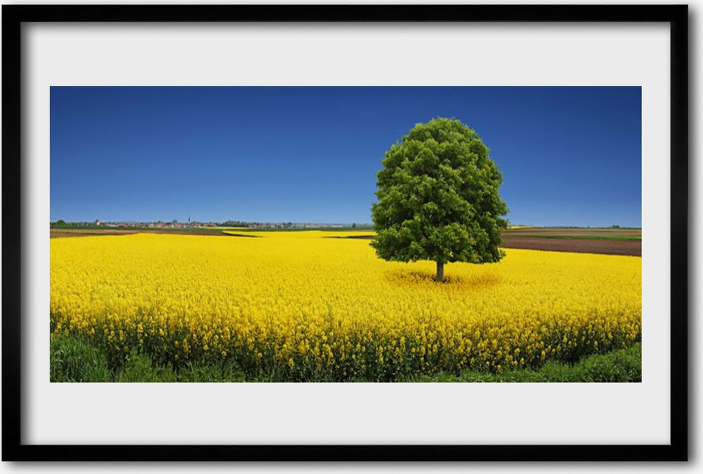 Bild 60x40 MDF-Rahmen Wandkunst Baum Wiese Natur Feld