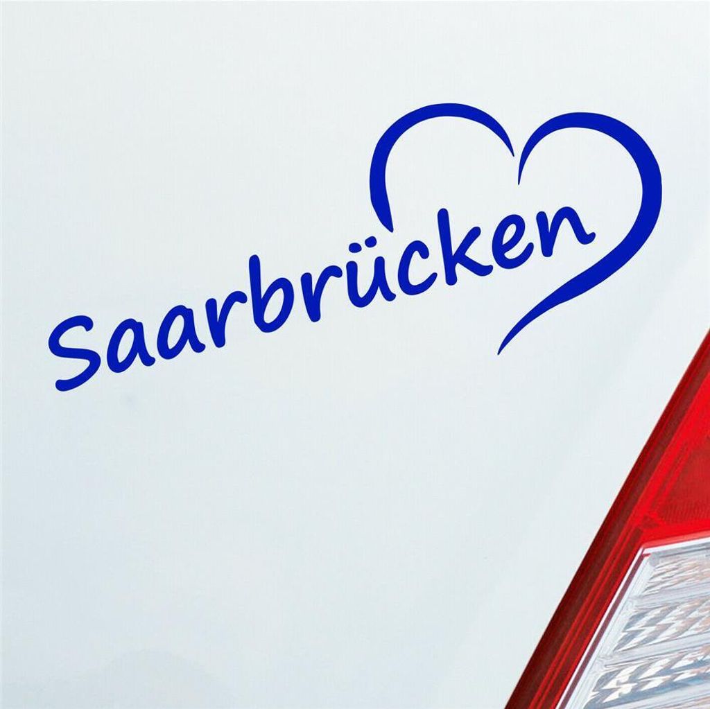 Auto Aufkleber Saarbrücken Herz Stadt City Liebe Love 20x8 cm Dunkelblau Sticker Heckscheibenaufkleber