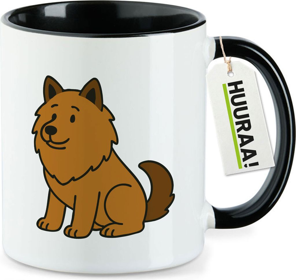 Huuraa Kaffeetasse Eurasier Comic Euri 330ml Schwarz Keramik Kaffeebecher Geschenkidee