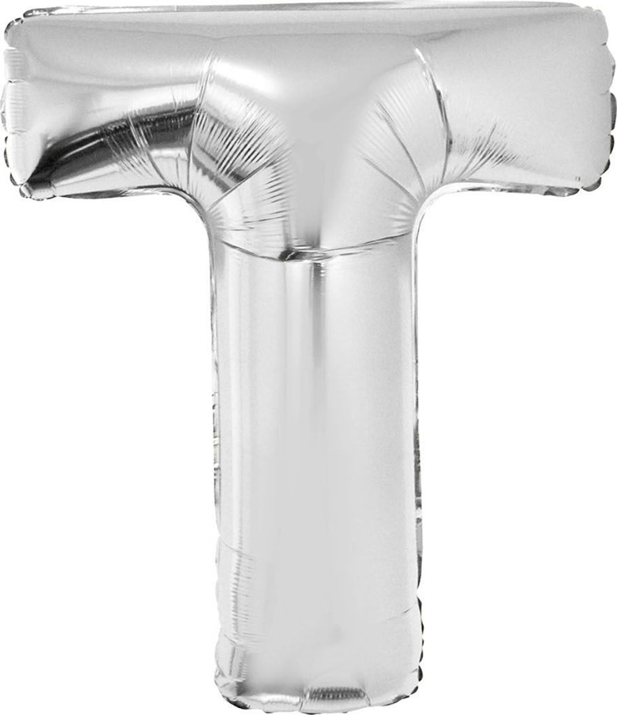 XXL Buchstaben Folienballon 100 cm - Silber Buchstabe T