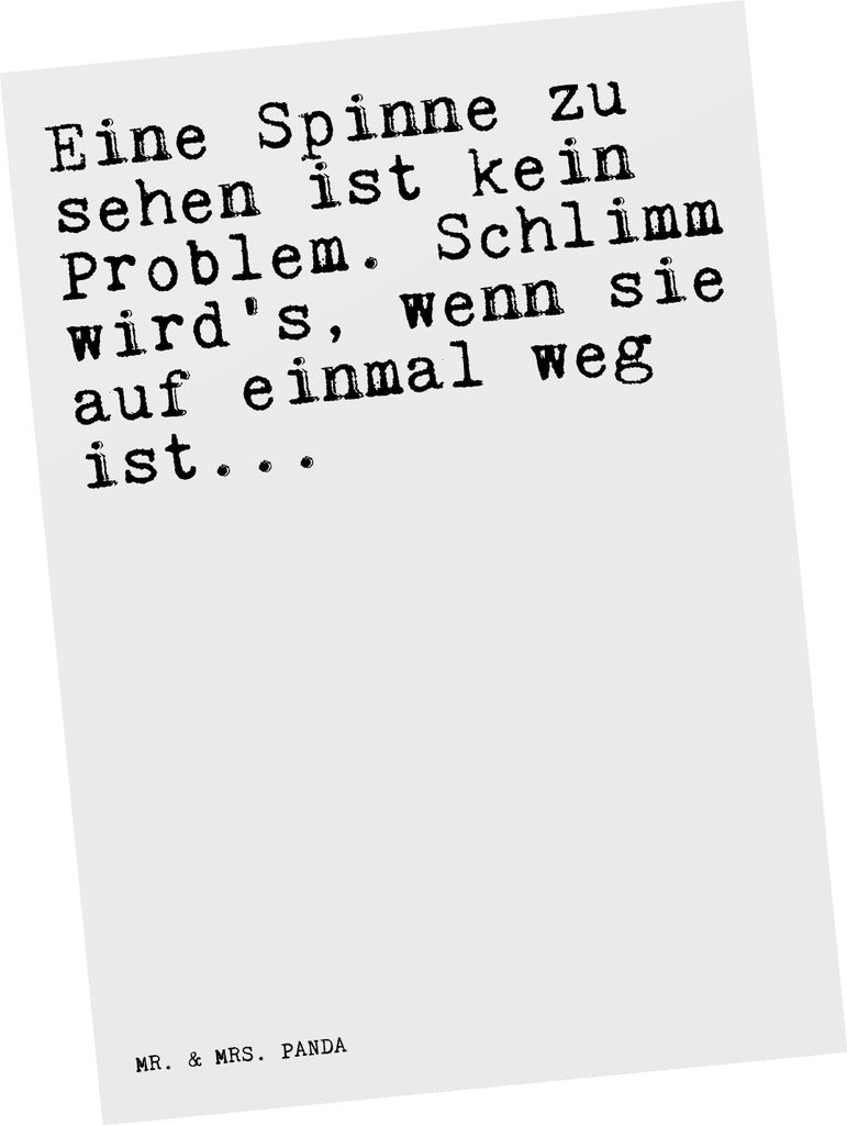 Mr. & Mrs. Panda Postkarte Eine Spinne zu sehen... - Weiß - Geschenk, Ansichtskarte, einzelkarte, Mama, Spruch, Mutter, Sprüche, Postkarten, bild...