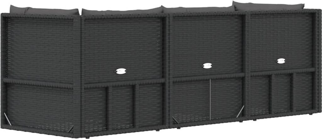 vidaXL 3-tlg. Garten-Lounge-Set mit Kissen Schwarz Poly Produktbild 6