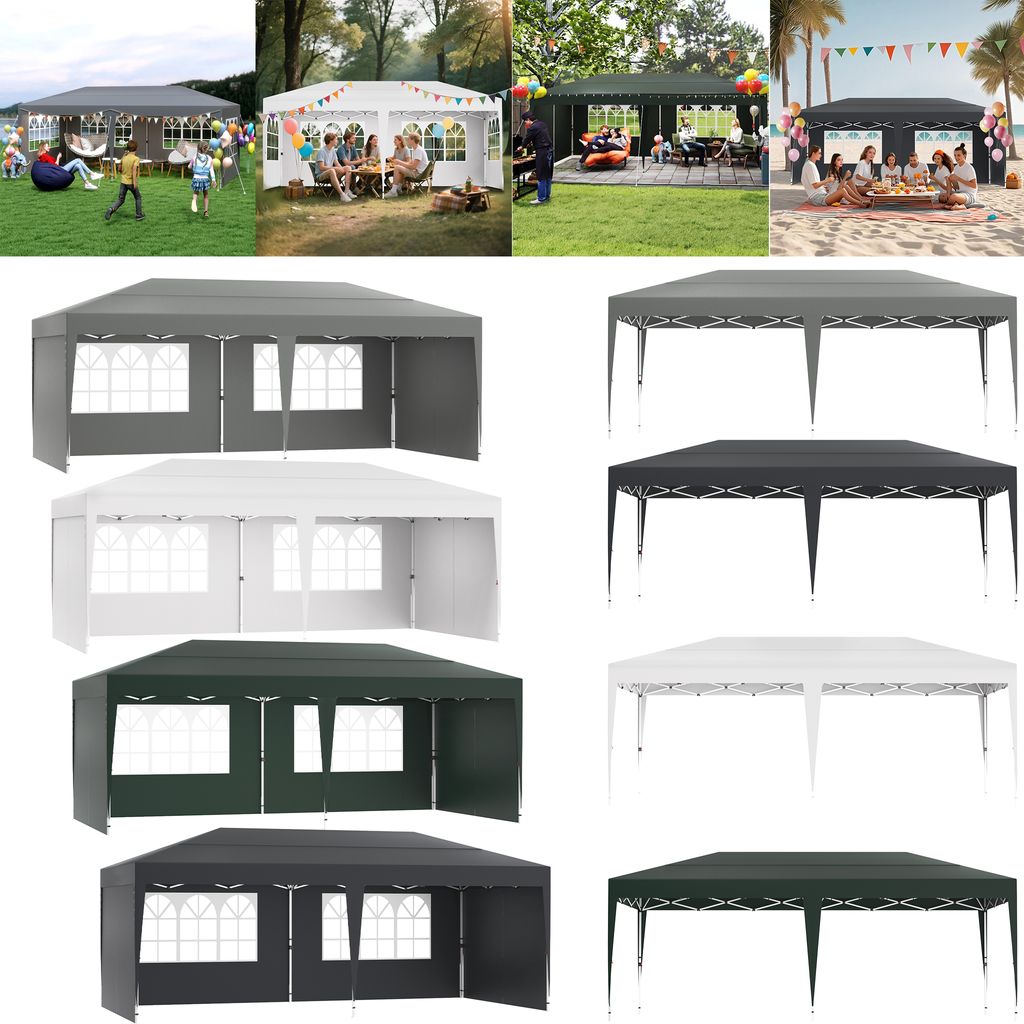 YARDIN Faltpavillon 3x6 Faltbar Partyzelt Gartenzelt, Wasserdicht & UV-Schutz, Höhenverstellbar, Pavillon Outdoor inkl. Tragetasche & Erdanker,Grün