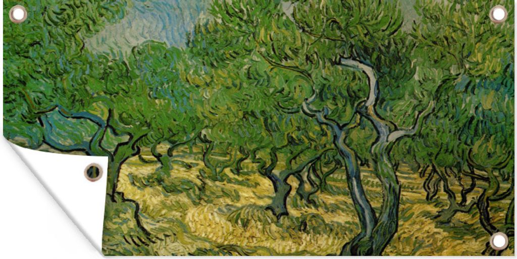 MuchoWow 80x40 cm Outdoor-Poster Gartendeko Sichtschutz Garten Poster für den Garten Olivenhain - Vincent van Gogh