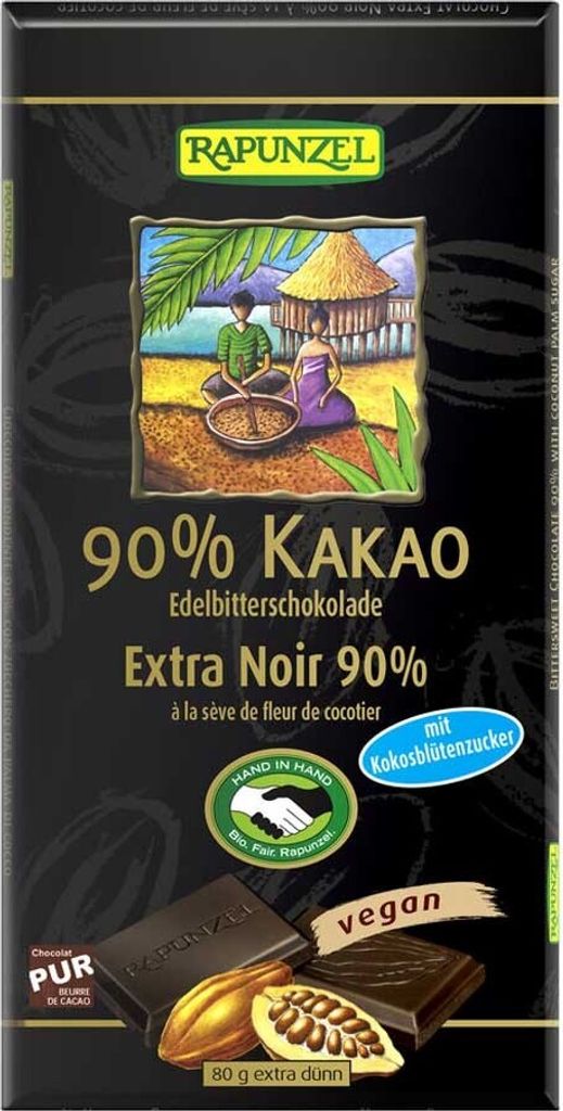 Rapunzel - Bitterschokolade 90% Kakao mit Kokosblütenzucker Produktbild 