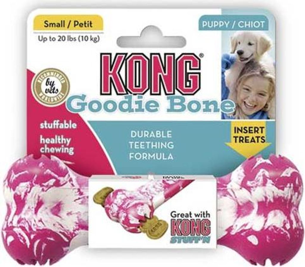KONG Puppy Goodie Bone, Hund, Knochen, Pink, Gummi, Vereinigte Staaten
