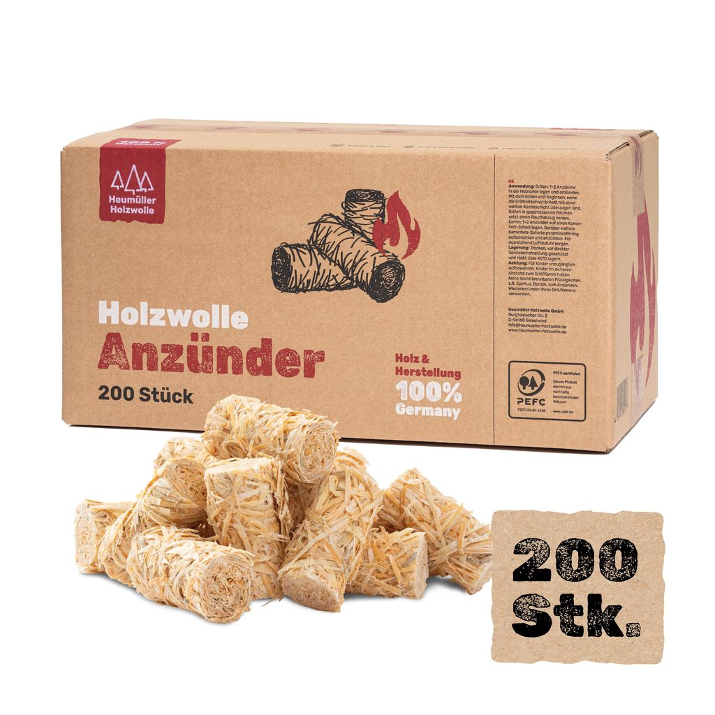 Heumüller Holzwolle 200 Stück Holzwolle-Anzünder Produktbild 