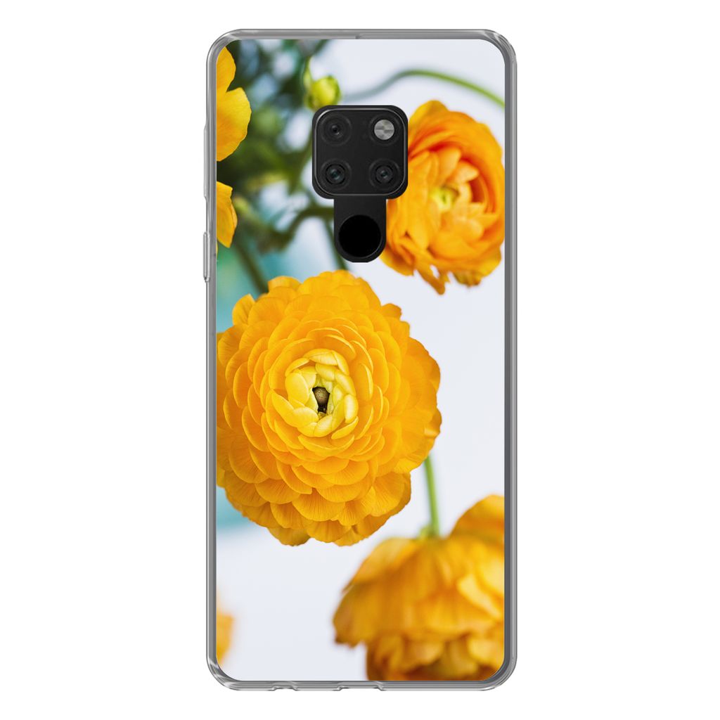MuchoWow Handyhülle Schutzhülle Hülle für Huawei P40 Lite Blumen - Draußen - Orange Silikon Softcase Handy Hülle - Handy
