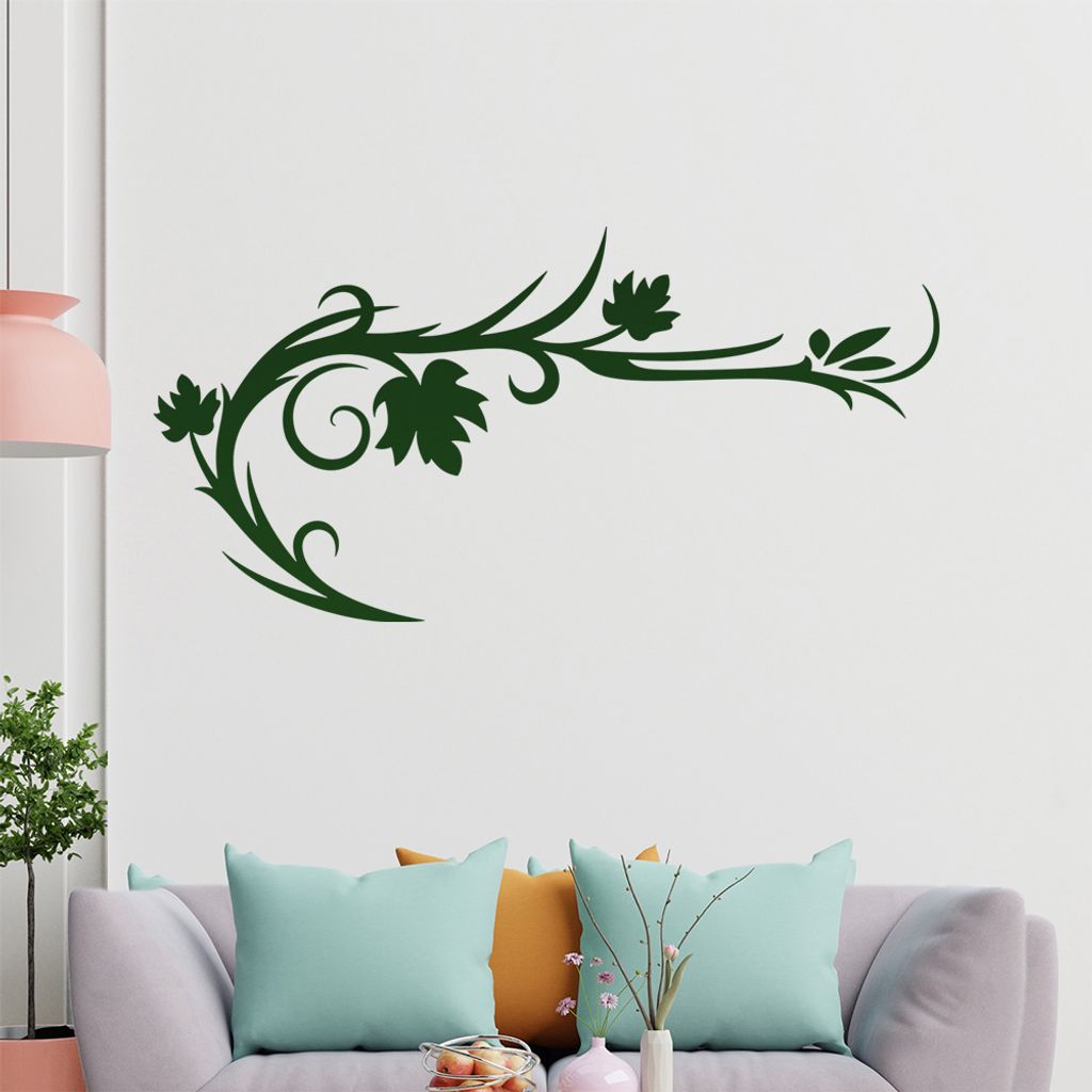 Blätter - Linien Wandtattoo in 6 Größen - Wandaufkleber Wall Sticker - Dekoration, Küche, Wohnzimmer, Schlafzimmer, Badezimmer
