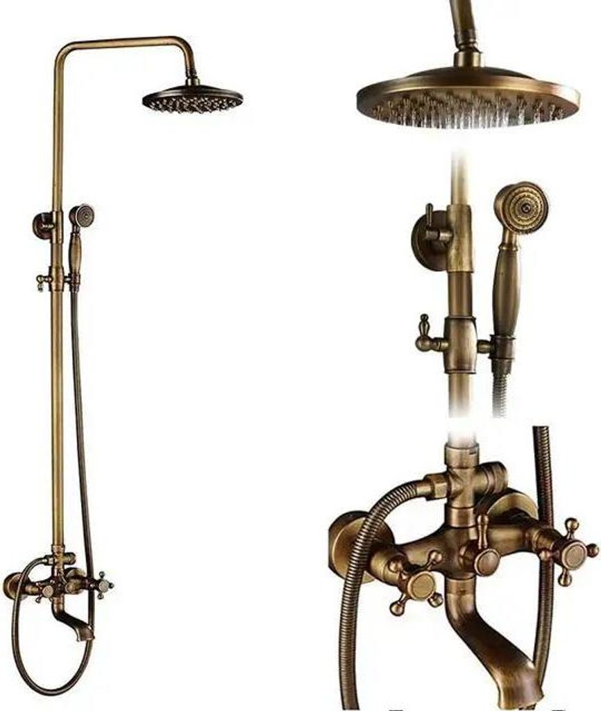 Badezimmer Duscharmatur Set, Wandmontage, Doppelgriff
