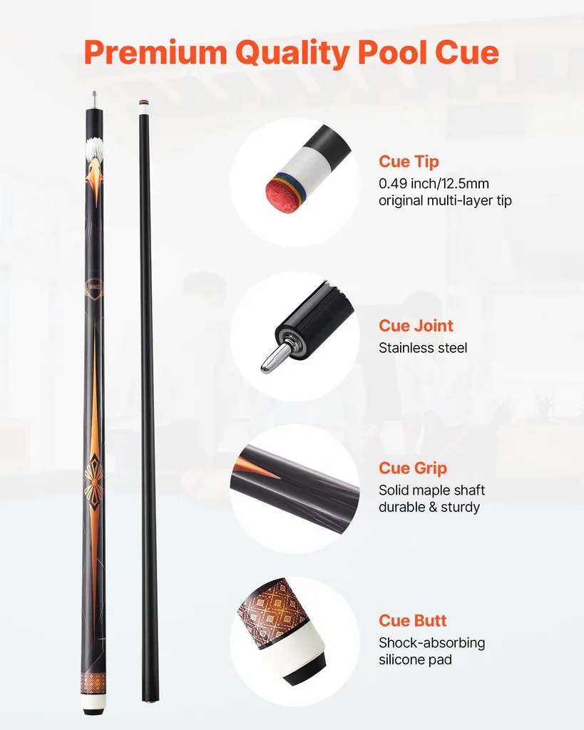 Queue de billard anti-vibration érable canadien avec joint ABS durable