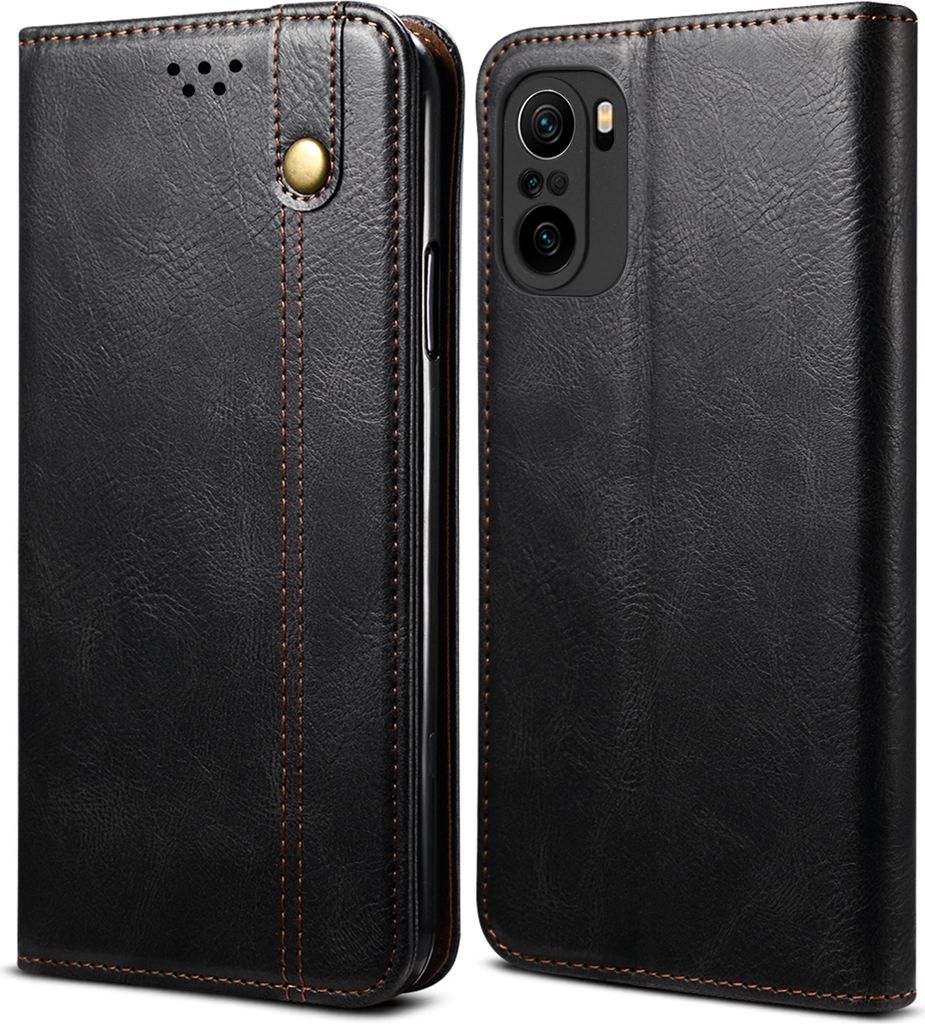 Redmi K40 Pro Hülle, LaimTop Leder Flip Brieftasche Schutzhülle für Xiaomi Redmi K40 / K40 Pro Schwarz