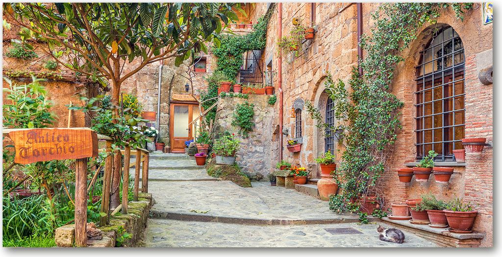 Tulup Leinwandbild - 140x70 cm - Wandkunst - Drucke auf Leinwand - Leinwanddruck - Sehenswürdigkeiten & Architektur - Beige - Italienische Gassen