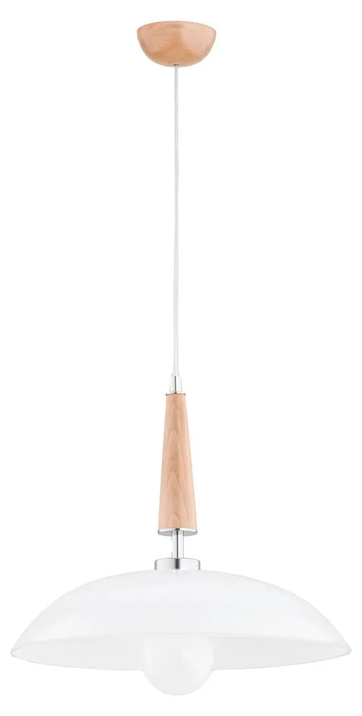 Suspension AMINA bois blanc pour éclairer un grand salon sombre E27