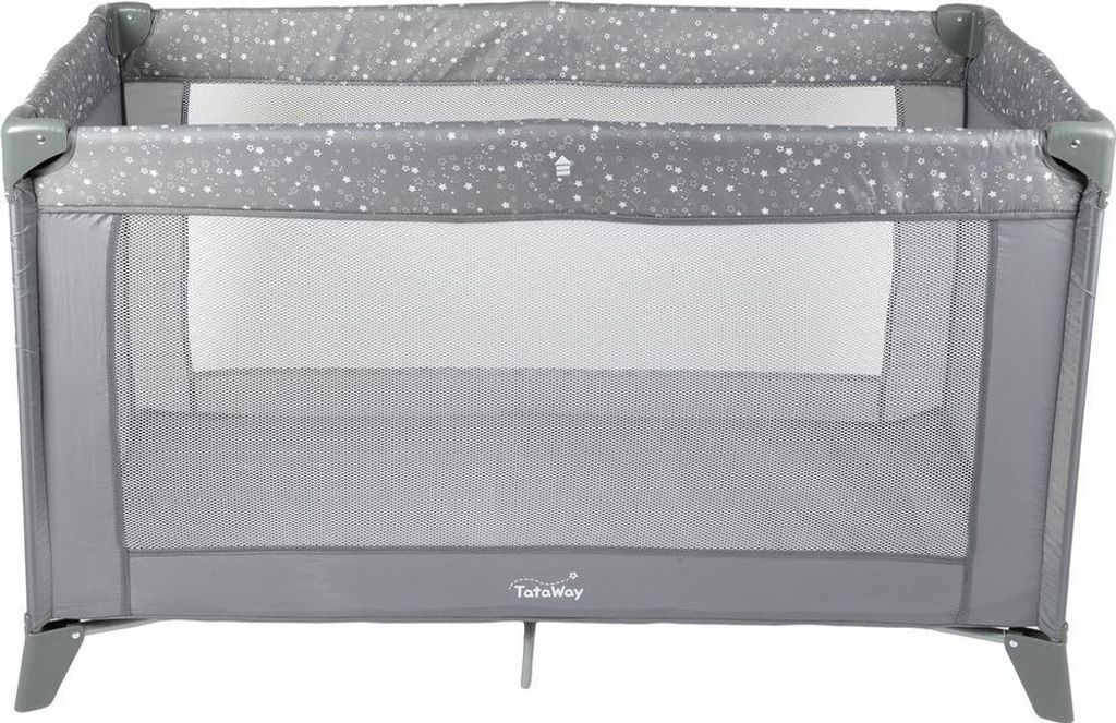 Tataway Reisebett Happy Star Grau – Klappbares Kinderbett, leicht zu tragen und bequem