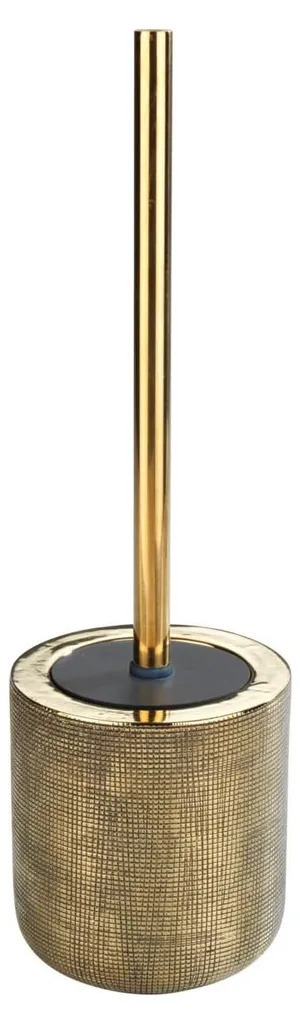 Rivara Porte-brosse WC en céramique dorée, brosse à tête remplaçable