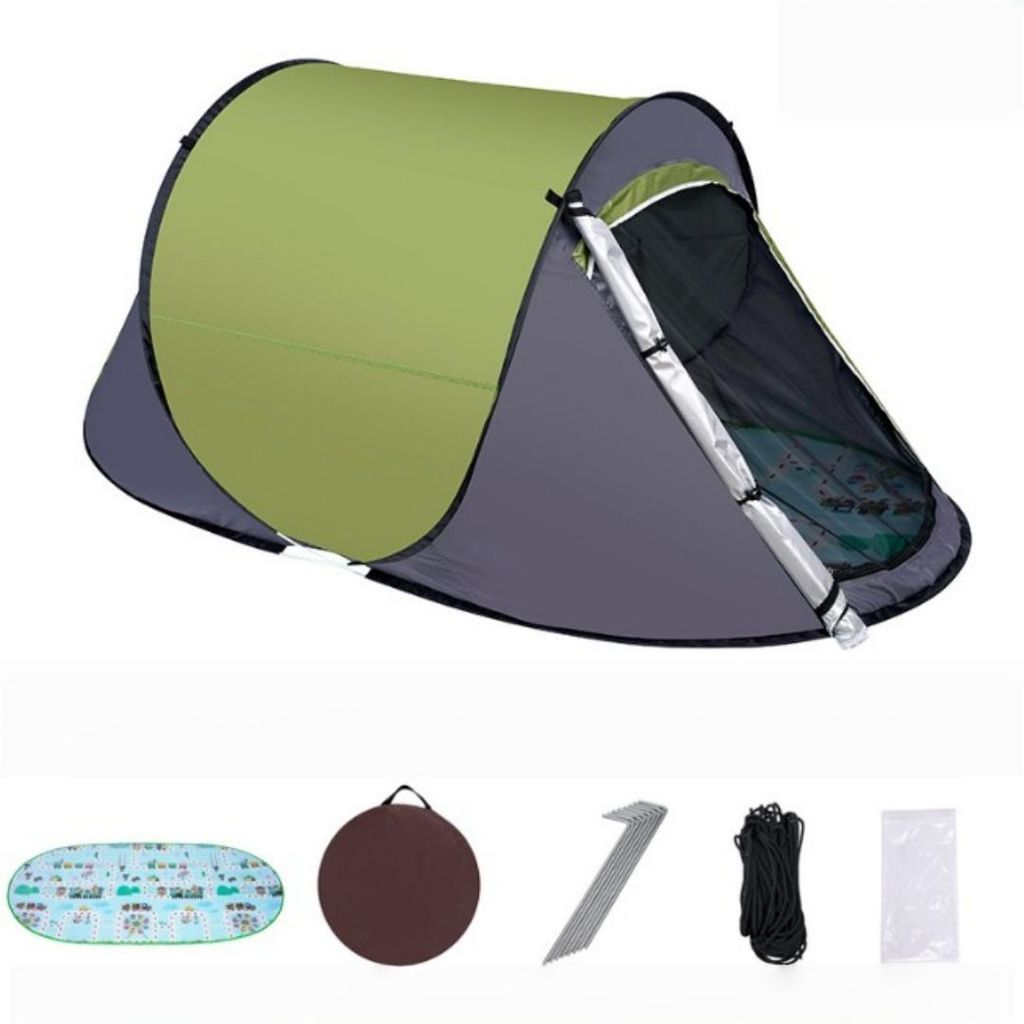 Automatik-Schnellaufbauzelt 190T Silberbeschichtung UV-Schutz wasserdicht 1-2 Personen Campingzelt