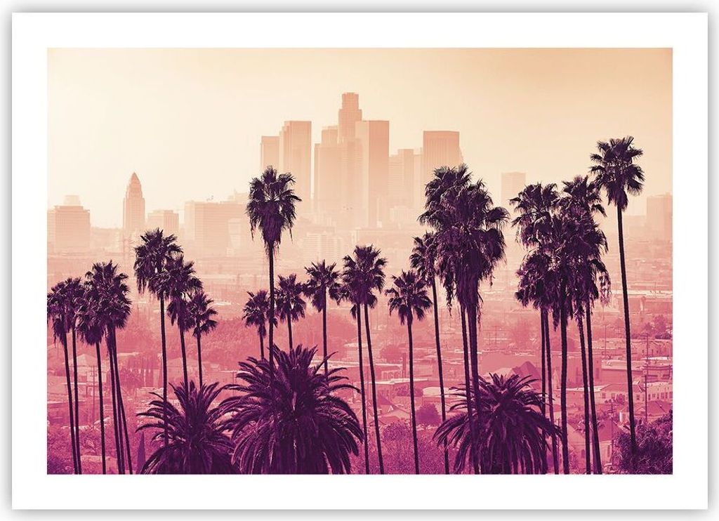 Poster - Poster ohne Rahmen - Elche Angeles Palmen - 70x50 cm - Wand Bild - Wanddeko - Wandbilder - Kunstposter - Wandposter - Bilder - Kunstdruck ...
