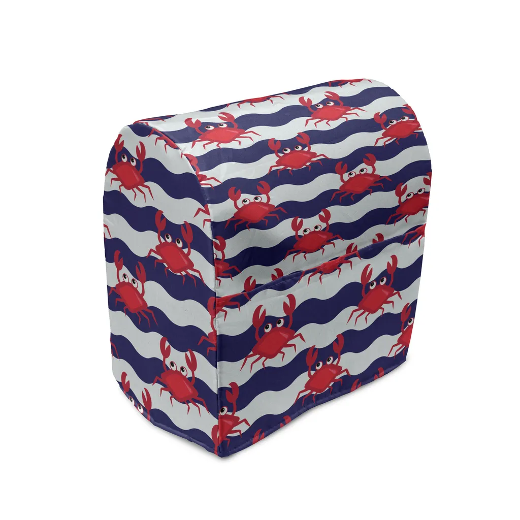 Housse pour mixeur avec poches de rangement, toile lavable rouge et bleu