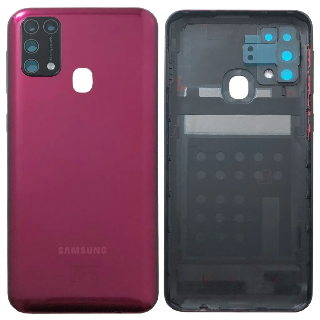 Cache batterie Samsung M31 rouge officiel GH82-22412B en polycarbonate