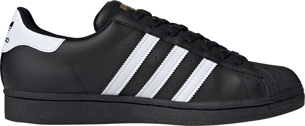 Adidas Superstar Schnürschuhe mit Shell Zehenkappe Herren Ledersneaker in Schwarz Weiß – 10 UK - 44 2/3 EU - 10.5 US / Black White