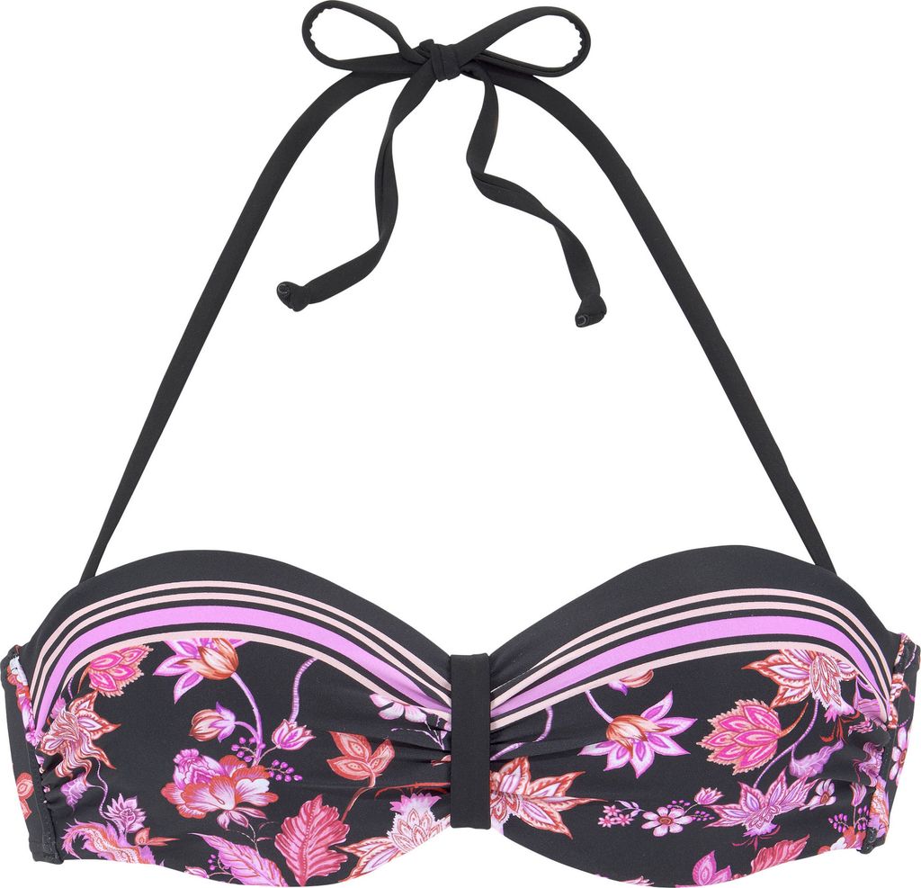 LASCANA Bügel-Bandeau-Bikini-Top schwarz-pink Größe 38 Cup D