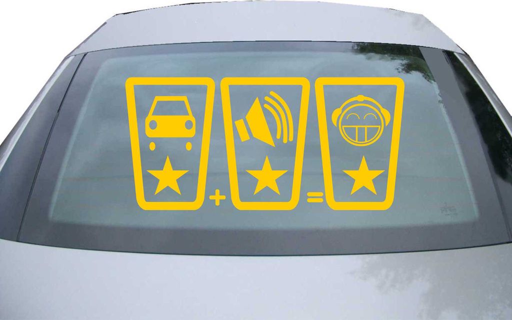 Indigos UG - Aufkleber Heckscheibe & Motorklappe DE6390 - gold - 600x285 mm - car with sound make happy - Auto Scheiben Fenster Heckklappe Tuning R...