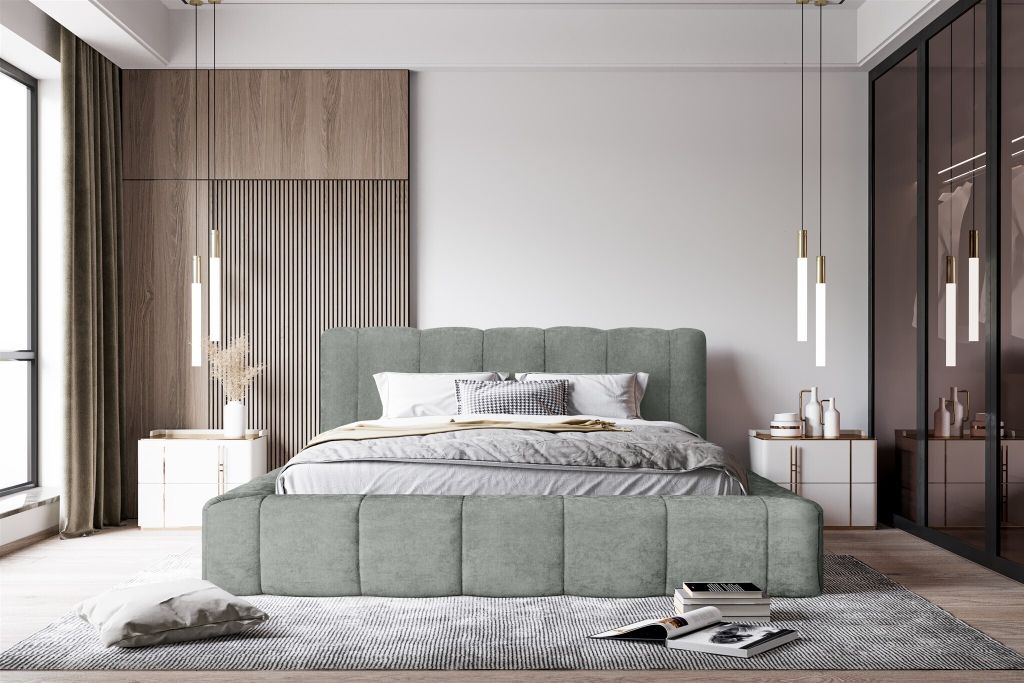 Polsterbett Doppelbett HAILEY 160x200cm Komplettset in Stoff Sometimes Grau