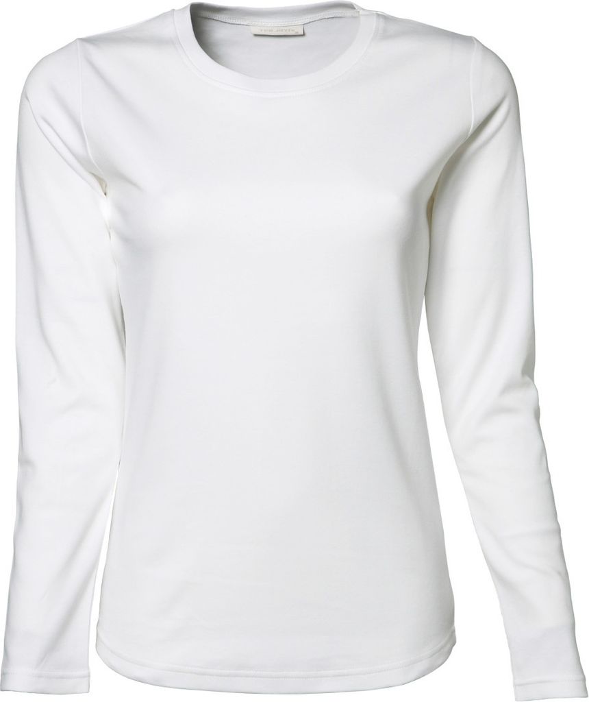Tee Jays Damen Interlock Longsleeve / T-Shirt, Rundhalsausschnitt, Langarm BC3322 (XL) (Weiß)