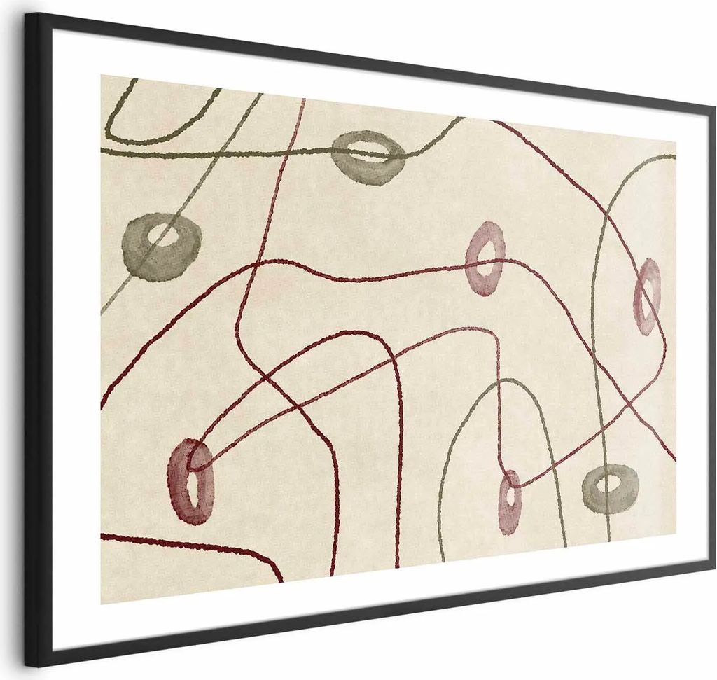 Posterpapier Poster - Lines and Shapes - a bead labyrinth on a pale, worn background 90x60 cm Muster a-A-10528-ao-a