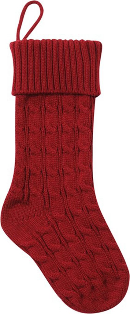 Weihnachtssock -Twist -Muster gestrickt große Kapazität Hängende Strumpf für Festivalparty-Rot