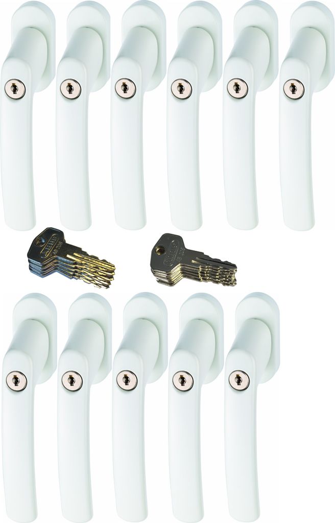 ABUS FG200 W SB abschließbarer Fenstergriff, weiß im Set 11 Stück