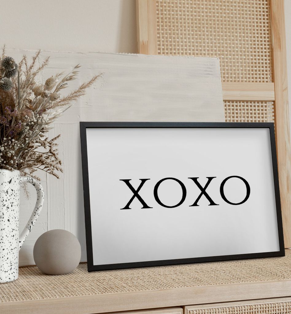 Poster xoxo, groesse_poster:21x30 cm, groesse_rahmen:birke Passepartout 30x40 cm