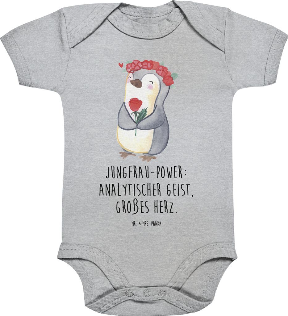 Mr. & Mrs. Panda Einteiler Jungfrau Astrologie 1. - 3. Monat - Heather Grey - Geschenk, Babybody, Sternzeichen, Strampler, overall baby, Geburtstag...
