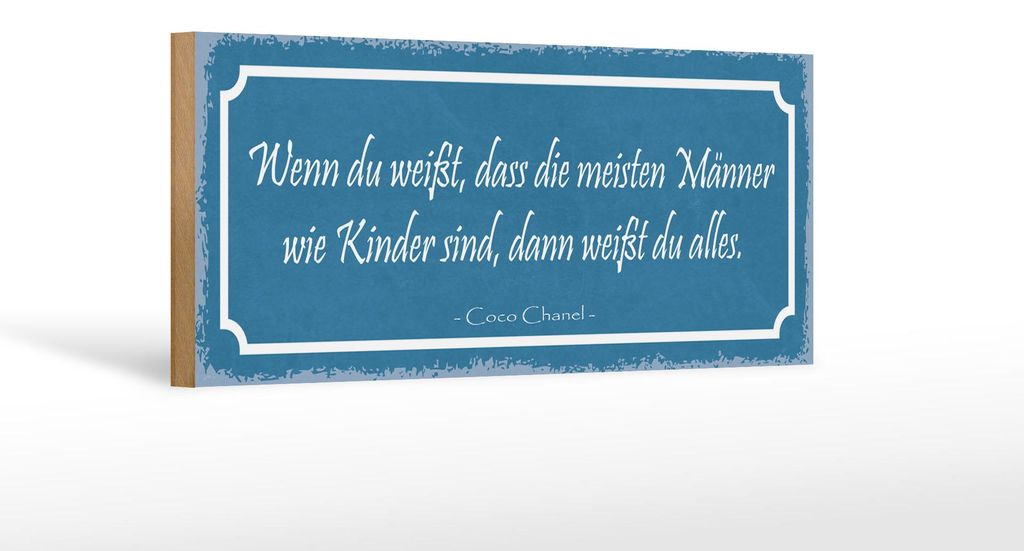 Holzschild Spruch 27x10cm meiste Männer sind wie Kinder